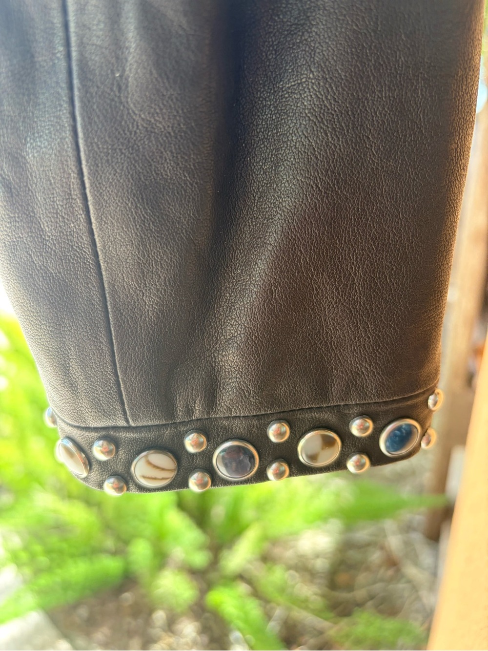 Waaay COOL VTG Diane Von Furstenberg Black Leather Studded Moto Jacket SZ 12 - Picture 3 of 7